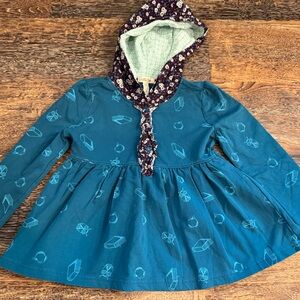 Matilda Jane Teal and Purple Hooded Top with Floral Accents